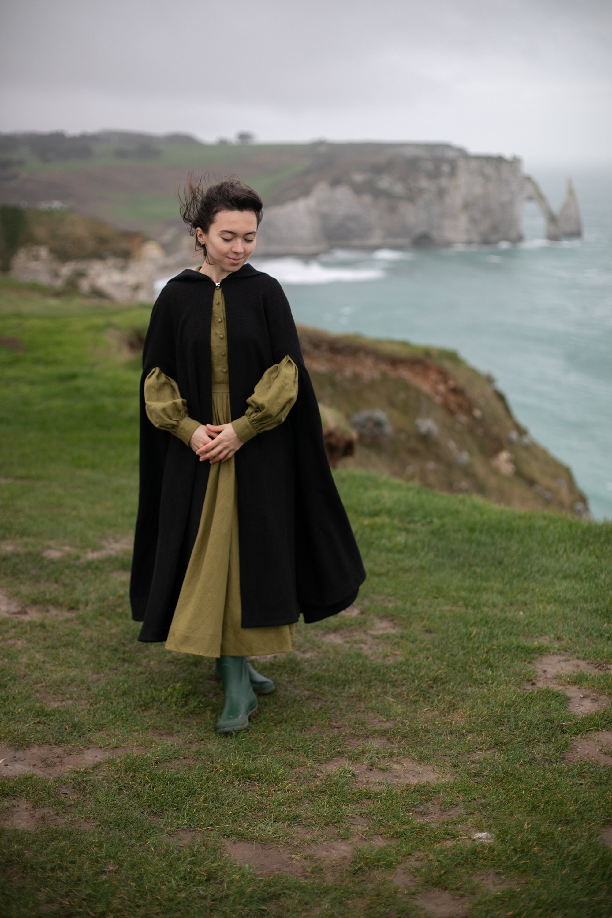 Long woolen cape women's mantle woolen cloak | Etsy
