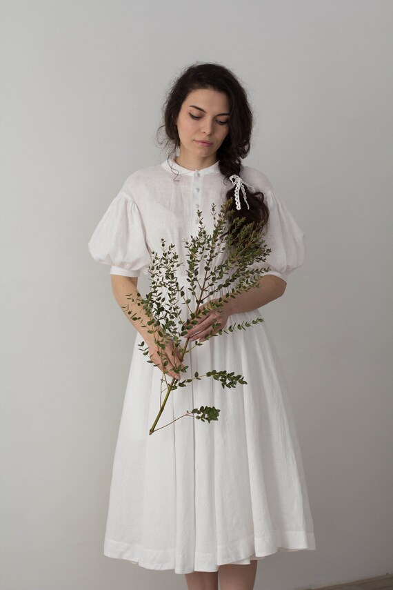 White Dress Linen Dress Wedding Dress Maternity Dress Etsy