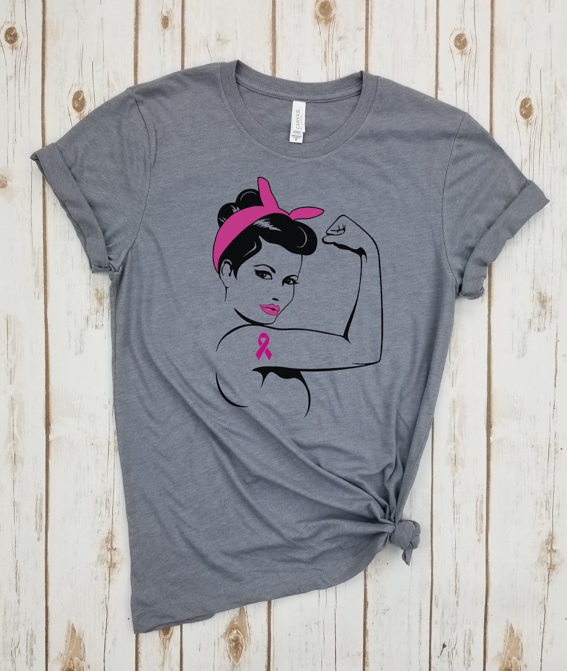 Rosie the Riveter Pink Ribbon Shirt Cancer Awareness Pink | Etsy