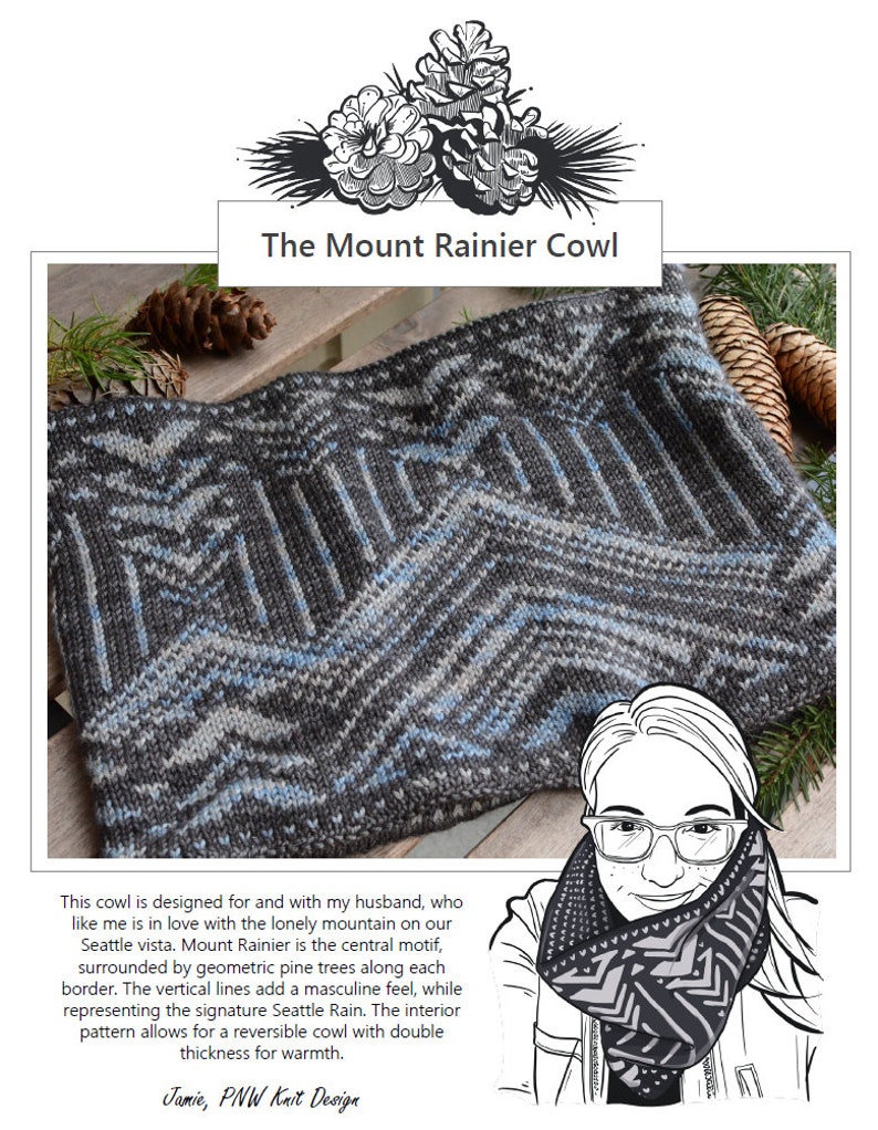 Mount Rainier Cowl Knit Pattern Digital Download