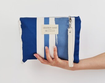 Necessaire, Pouch, Kosmetiktasche aus Canvas mit Reißverschluss. CALA MARIN