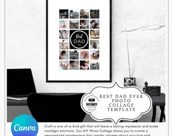 Best Dad Ever Photo Collage Template Canva | Father’s Day Gift from Kids | Editable Dad Photo Poster | Personalized Memory Collage Printable
