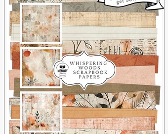 Woodland Harvest Samhain Digital Paper Pack, Autumn Scrapbook Backgrounds, Mystical Forest Junk Journal Papers, Harvest Nature Papers