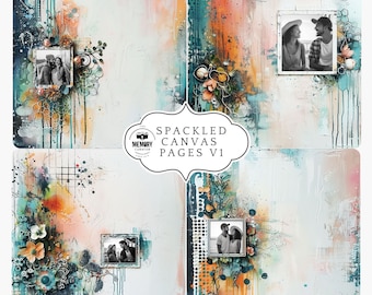 12x12 Quick Page Spackled Canvas Photobook Album Digital Memory Book Premade Scrapbook Layouts Digital Scrapbooking Printable Download