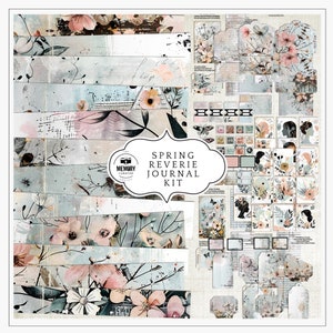 Frühling Journal Kit, zierliches Journal Papier, Frühlings Journal Signaturen Doppelseiten, Shabby Chic Journal, Digital Printable, Sofortdownload