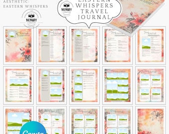 Eastern Whispers Travel Journal Canva Template Printable Asia Digital Scrapbook Editable Travel Diary for Japan, China, Vietnam, Thailand