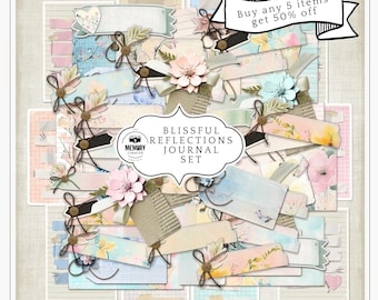 Blissful Reflections Journal Kit | Pastel Junk Journal Printables | Shabby Chic Scrapbook PNGs | Vintage Ephemera Bundle