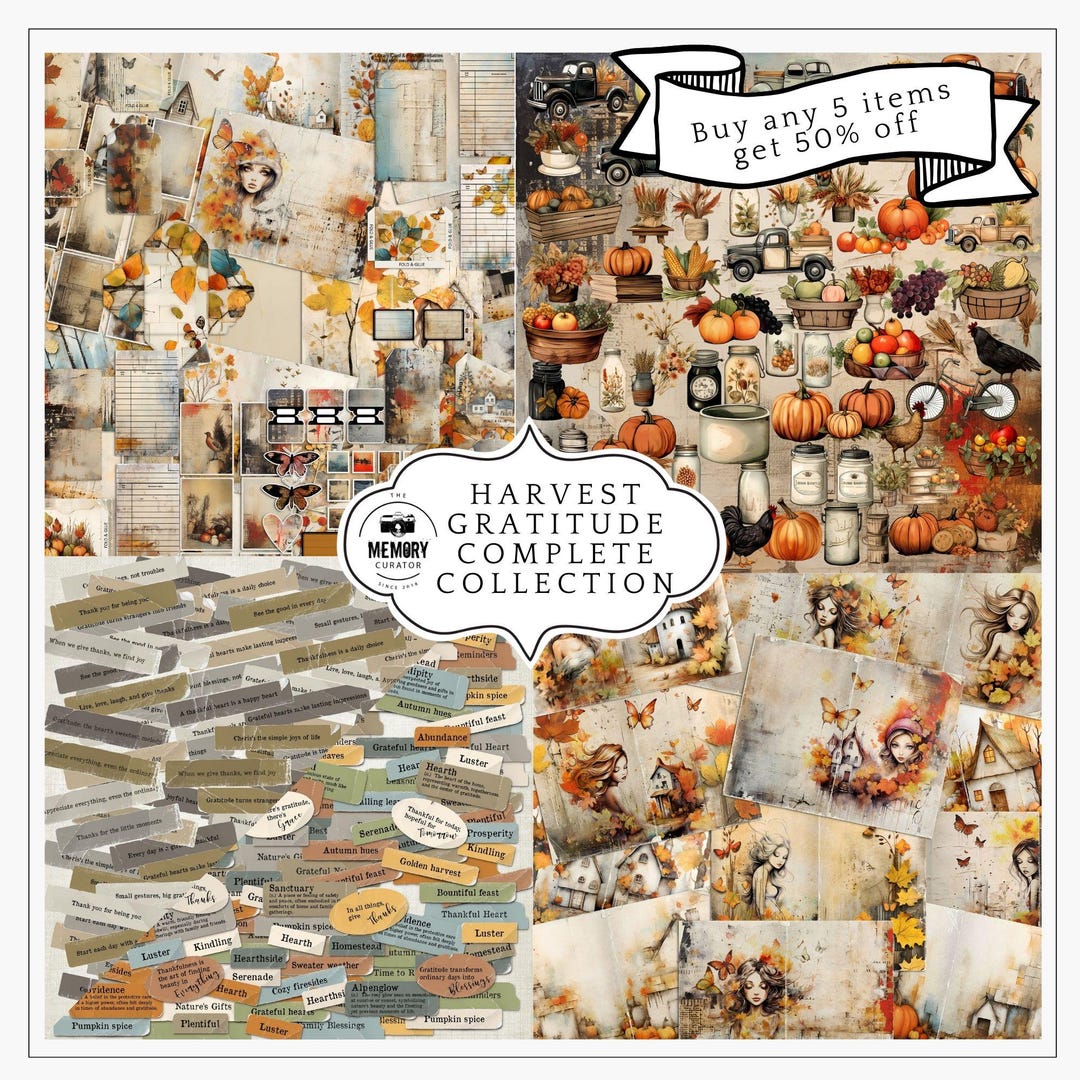 Junk Journal Kit Bundle, Harvest Gratitude Thanksgiving Scrapbook ...