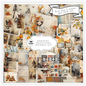 Herbst Journal Kit mit Feen, verwitterte Journal Unterschriften, pingelige Schnitt Clip Art für Journaling, Papierhandwerk oder DIY Herbstdekoration