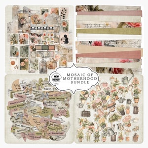Motherhood Mega Bundle Junk Journal Kit, Fussy Cut Clipart & Word Art - New Mom Mum Affirmation Journal Signatur Doppelseiten Shabby Chic