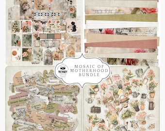 Motherhood Mega Kit Bundle | Junk Journal Kit, Vintage Scrapbook Kit, Clipart, Mother’s Day Printables, Fussy Cut Clipart Ephemera Word Art