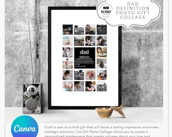 Dad Photo Collage Template Canva | Personalized Father’s Day Gift | Printable Dad Definition Poster | Custom Photo Wall Art for Dad