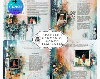 Spackled Canvas Canva Templates: Scrapbook Template for Artsy Digital Photo Layouts for Memory Books, Scrapbook Pages, and Wall Art