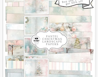 Pastel Christmas Digital Papers, Holiday Journal Kit, Pink Christmas Shabby Chic Scrapbook & Junk Journal Papers Instant Download Printables