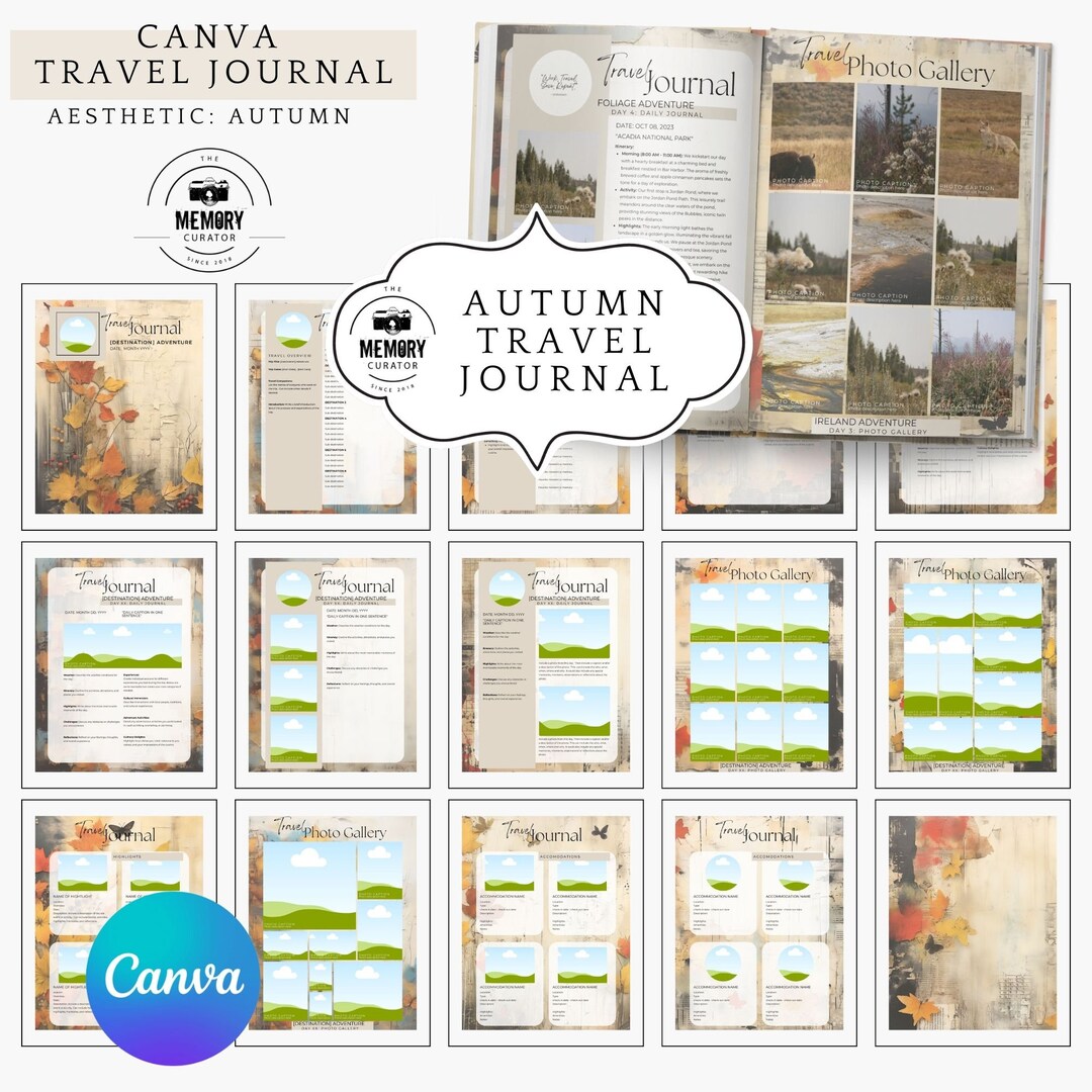 Cozy Countryside Travel Diary Canva Template, Autumn Journal Photobook ...