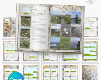 SUNLIT Travel Journal Canva Template | Vacation Photo Book & Adventure Scrapbook | Editable Printable Travel Memory Album