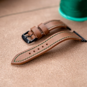 Hand Stitched Leather Watch Band: 16mm-22mm, Apple Watch, iWatch