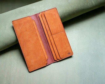 Leather long wallet, woman's wallet, mens wallet, personalized, handmade, premium, card holder, slim, everyday carry, by Upstate Handmade