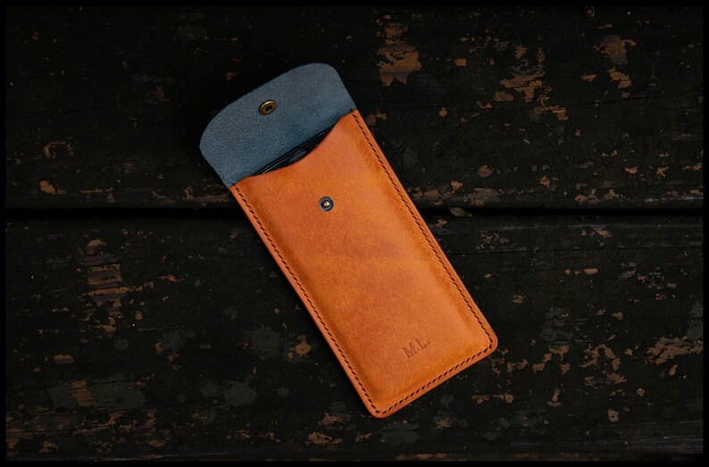 Leather cell phone case, high end, customized, personalized, handmade, premium, vertical, minimalist, protector, sleeve, by Upstate Handmade Without Liner