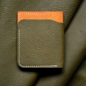 Cartera de cuero hecha a mano, billetera de lujo para hombre, billetera colorida, bifold para mujer, billetera única, hecha en los EE.UU., portatarjetas, cuero genuino imagen 2