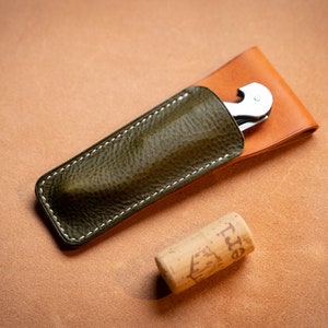 Leather Wine Key Holster: 1.5&quot; Belt Loop, Sommelier Corkscrew Holder