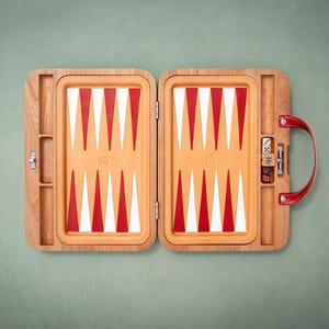 Kirschholz Leder Reise Backgammon Set: Handgemachtes Tragbares Spiel