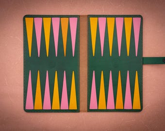 Leather Travel Backgammon Set: Handmade Italian Leather Board Game