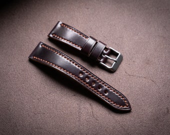 Horween Shell Cordovan-horlogeband, 18 mm, 19 mm, 20 mm, 21 mm, 22 mm, 23 mm, 24 mm, Apple Watch, heren, dames, luxe, handgemaakt, iwatch, kerst