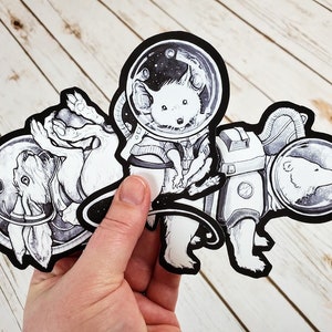 Animal Astronaut Sticker Pack ( Mouse, Rabbit, Polar Bear ) - Set of 3
