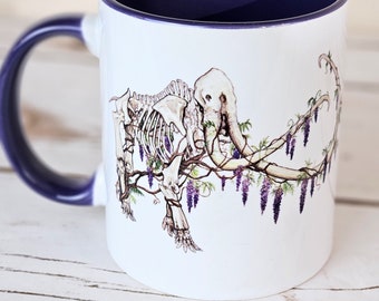 Wooly Mammoth Skeleton & Wisteria Vines 11oz Ceramic Mug