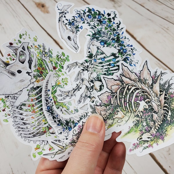 Dinosaurs Bones and Blossoms Sticker 3-Pack