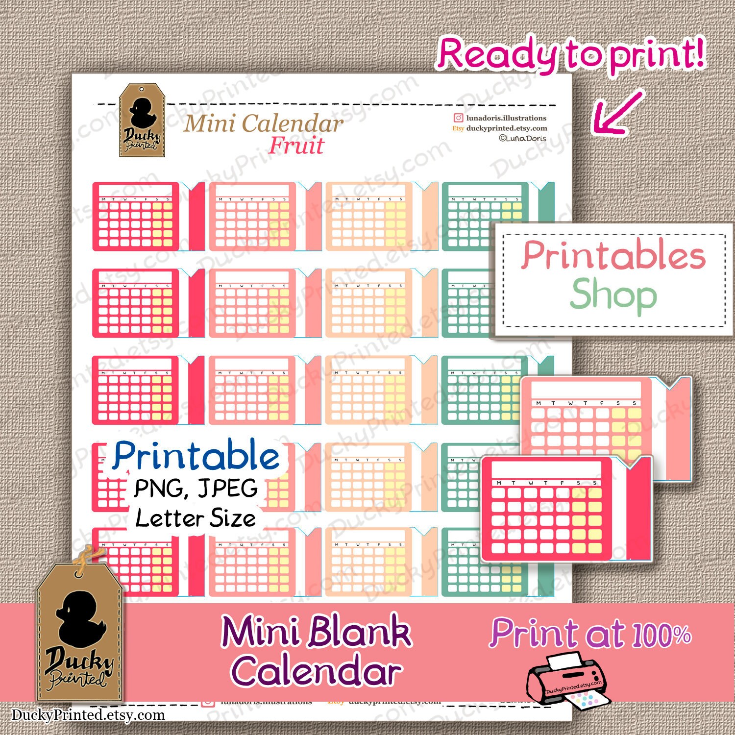 Mini Blank Calendar Printable Stickers Open To Any Month Of Etsy Mini Blank Calendar Printable Stickers Open To Any Month Of Etsy