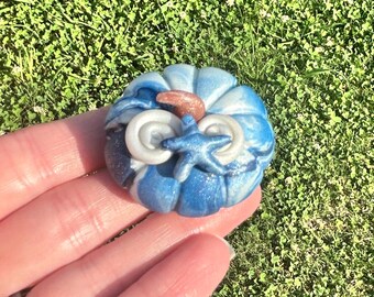 Summerween Pacific Ocean Polymer Clay Pumpkin Figurines