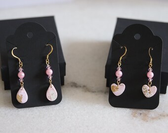 Handmade Girly Coquette Aesthetic Earrings - Heart Shaped & Teardrop