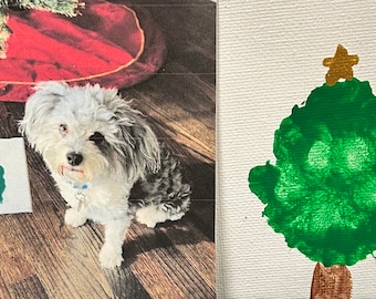 Dog Art Work - Christmas Tree Painting by Dog - Christmas Gift for Dog Lovers