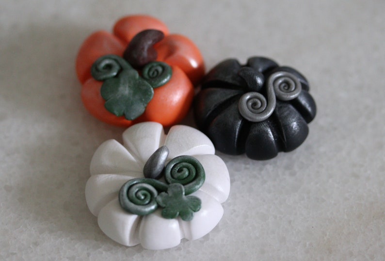 Polymer Clay Pumpkins Set of 3 image 2