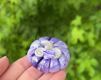 Amethyst Pumpkin - Polymer Clay - Pumpkin Figurines