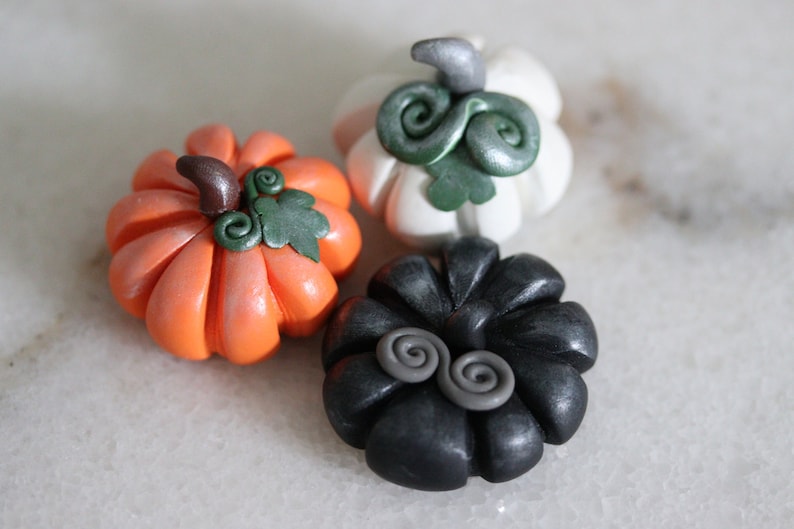 Polymer Clay Pumpkins Set of 3 image 3