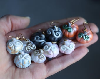 Polymer Clay Pumpkin Earrings for Fall, Autumn, Halloween - Multiple Colors Available
