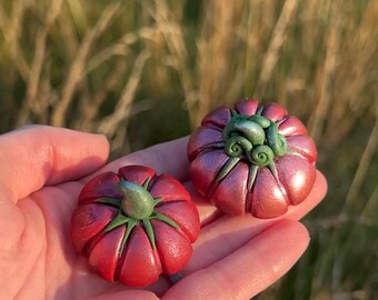 Summerween Tomato Pumpkins - Polymer Clay - Pumpkin Figurines