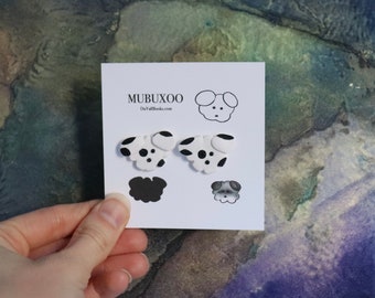 MUBUXOO Earrings - Handmade Clay Fluffy/Poodle/Mix Dog Earrings - Multiple Colors Available