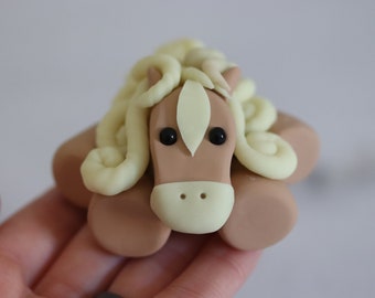 Glow In The Dark Polymer Clay Palomino Pony Sculpture Desk Accessory