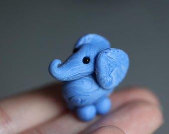 Mini Polymer Clay Desk Figurine Ocean Elephant