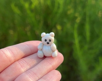 The Everywhere Bear - Polar Bear - Miniature - Polymer Clay - Bear Sculpture - Desk Friend