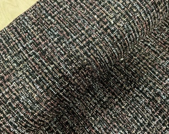 Glitter Black, White and Pink Tweed Style Coating Fabric
