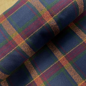 Navy, Gold, Red and Green Tartan Brushed Coating Fabric