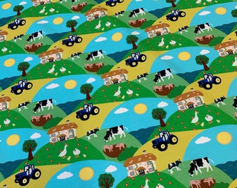 per half metre Farmyard Print Jersey Fabric