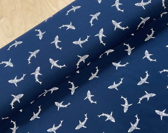 Shark Scribbles Cotton Jersey Fabric