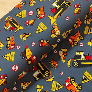Construction Vehicles Cotton Poplin