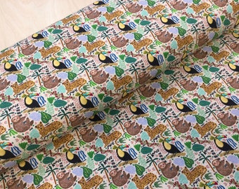 Jungle Animals Cotton Jersey Fabric